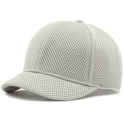 HT4828 Casquette de baseball à visière courte de 5 cm pour homme, 6 panneaux, en maille respirante, style « trucker », pour hommes et femmes, unie, à fermeture à pression