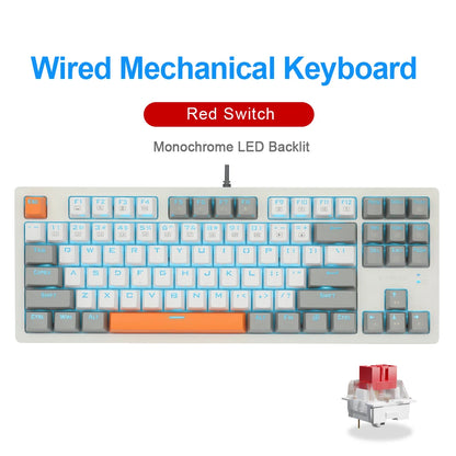 E-YOOSO K620 USB Mechanical Gaming Keyboard Wired Blue Red Switch Monochrome LED Backlit 87 Key for Compute Laptop PC