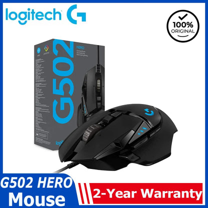 Logitech G502 HERO Gaming Mouse – Wired Gaming Mouse with HERO 25K Sensor, 25,600 DPI, 11 Programmable Buttons, RGB & Adjustable Weights