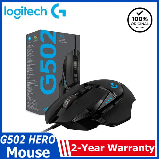 Logitech G502 HERO Gaming Mouse – Wired Gaming Mouse with HERO 25K Sensor, 25,600 DPI, 11 Programmable Buttons, RGB & Adjustable Weights