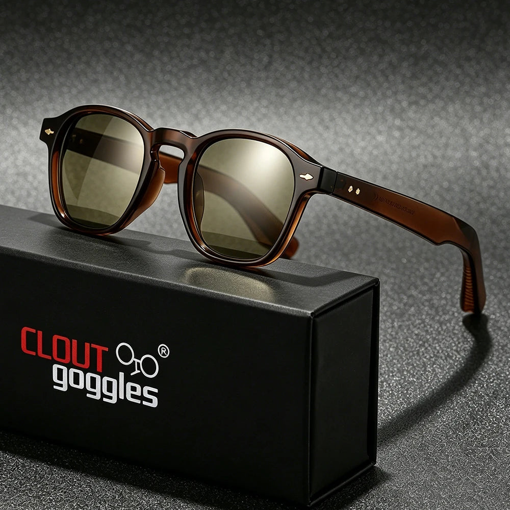 CLOUT GOGGLES Fashion Personality Rivet Sunglasses Women Men Square Frame Outdoor Travel Ultraviolet Protection Sun Glasses