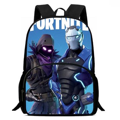 15 Inch Fortnite Cartoon Backpack Unisex for Boys Girls with Front Pocket Lightweight Student School Bookbag Large Capacity