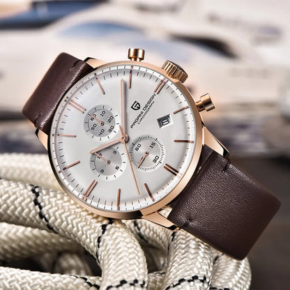PAGANI DESIGN Men's Fashion Casual Brand Watch Waterproof 30m Luxury Leather Sports Quartz Chronograph VK67 Relogio Masculino