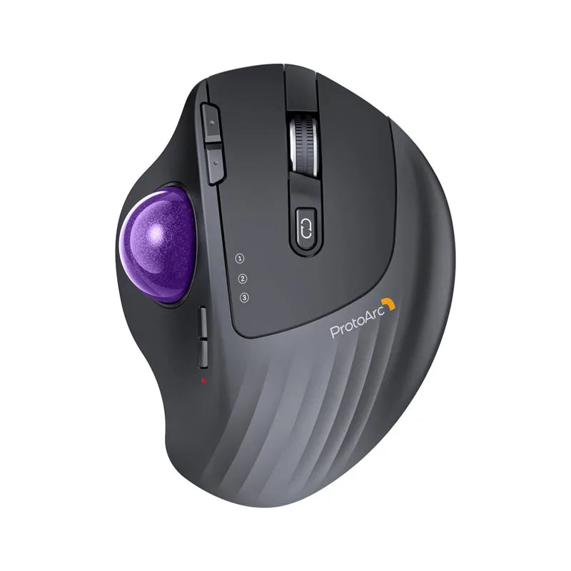 ProtoArc EM01 NL Wireless Trackball Mouse, Ergonomic Bluetooth Thumb Trackball Mouse, Rechargeable Multi-Device Wireless Mouse for Laptop, PC & Mac