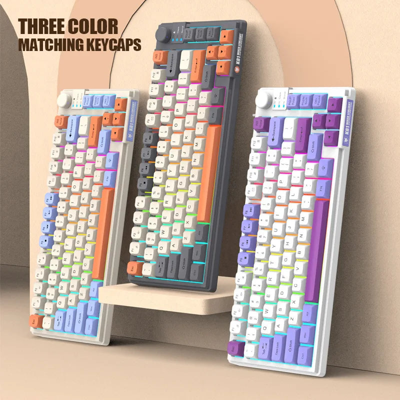 K81 Gaming Keyboard 81-Key 80% Wired RGB Gaming Keyboard with Volume Knob, Ergonomic USB Gaming Keyboard for PC, Laptop, Mac & Multi-Language Layouts