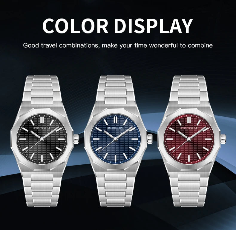 Novo relógio de pulso masculino Specht & Söhne 2026, raro e elegante, ultrafino, 38MM, em aço, cristal de safira, quartzo VH31