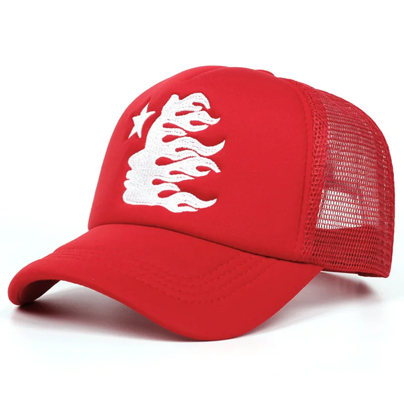 Cappellini da baseball con ricamo di lettere, nuovi, unisex, hip hop, traspiranti, con visiera parasole personalizzata in rete, versatili, alla moda, in stile streetwear, cappellini da camionista