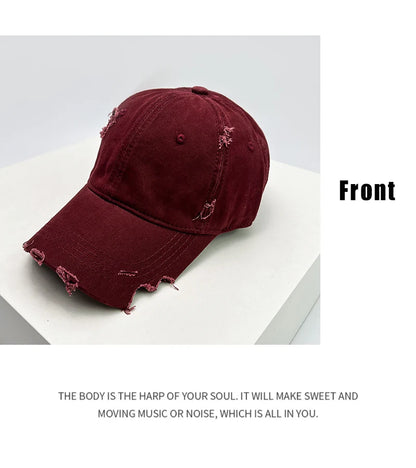 Cappellini da baseball unisex con visiera a tacca, in tessuto a tinta unita, traspiranti, stile "broken", con visiera per proteggersi dal sole, casual, versatili, effetto consumato, alla moda