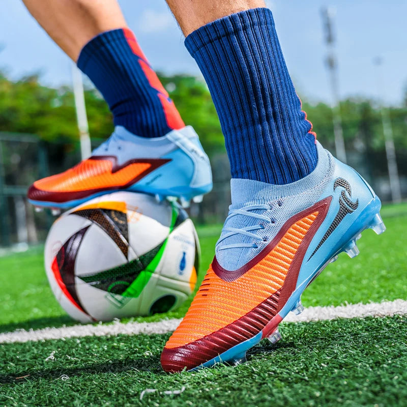 Męskie buty piłkarskie do sportu na świeżym powietrzu dla chłopców, z długimi kolcami, antypoślizgowe, oddychające, do meczów i treningów, buty piłkarskie dla dorosłych, wygodne