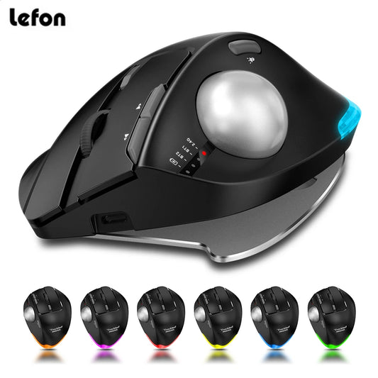 Lefon F33 Bluetooth Ergonomic Trackball Mouse, Rechargeable Wireless Trackball Mouse with Bluetooth & 2.4G, 4800 DPI Ergonomic Rollerball Mouse for PC, Office & Drawing