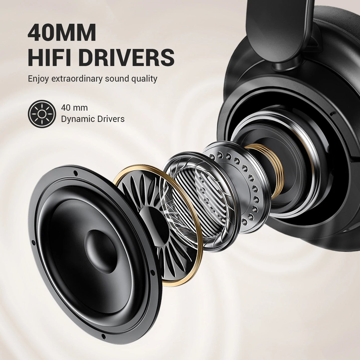 OneOdio EKSA V16 Bluetooth 5.3 Wireless Headphones with Mic, Hi-Res HiFi Over Ear Headset, 90H Battery, Bass Mode, Wired & Wireless Audio