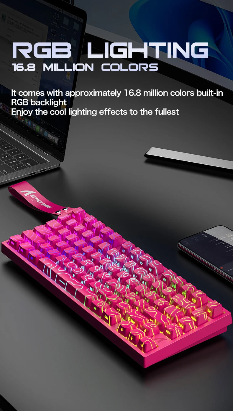 ATTACK SHARK R82 HE 75% Magnetic Keyboard 8000Hz Rapid Trigger 0.005mm RT 0.08ms Latency RGB Wired Gaming Keyboard
