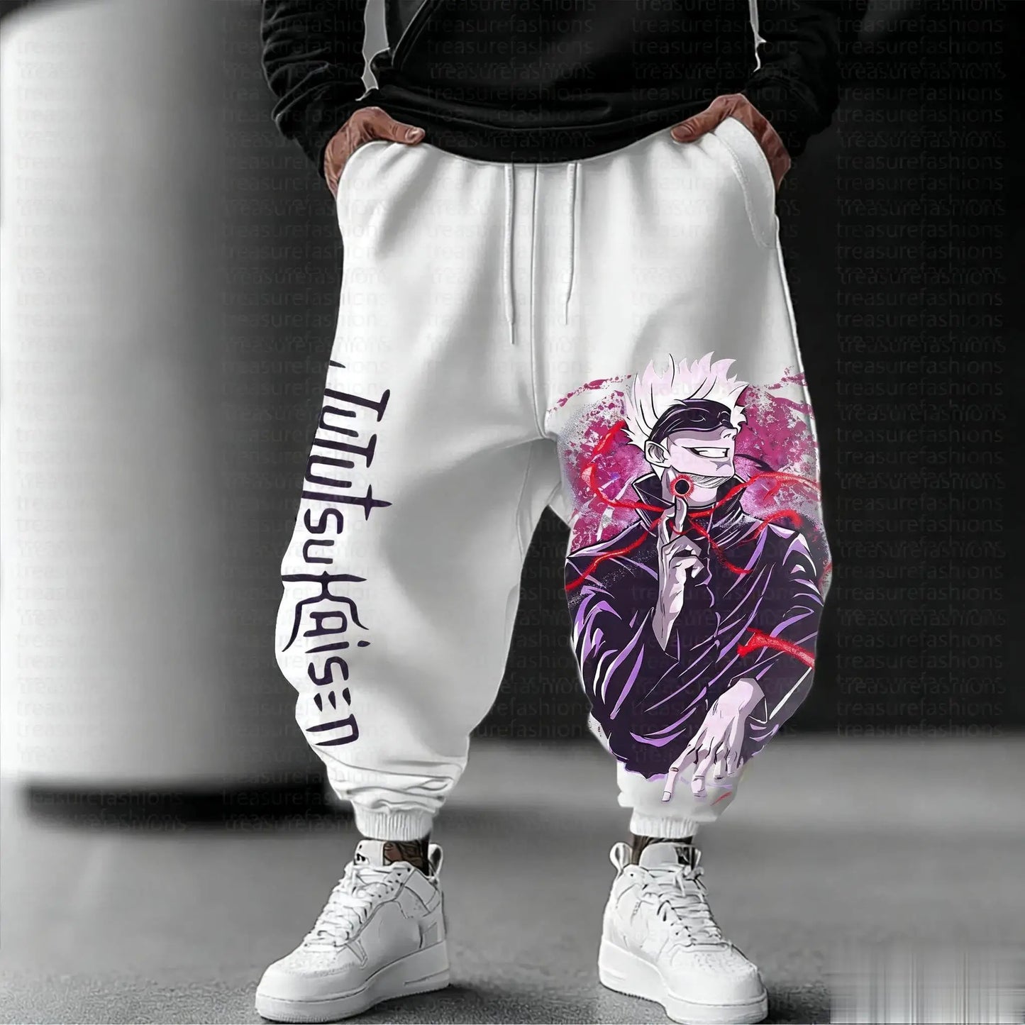 Pantalones jogger para hombre Jujutsu Kaisen, pantalones deportivos holgados informales con estampado de anime japonés, streetwear gráfico, pantalones hip hop, ropa Y2K