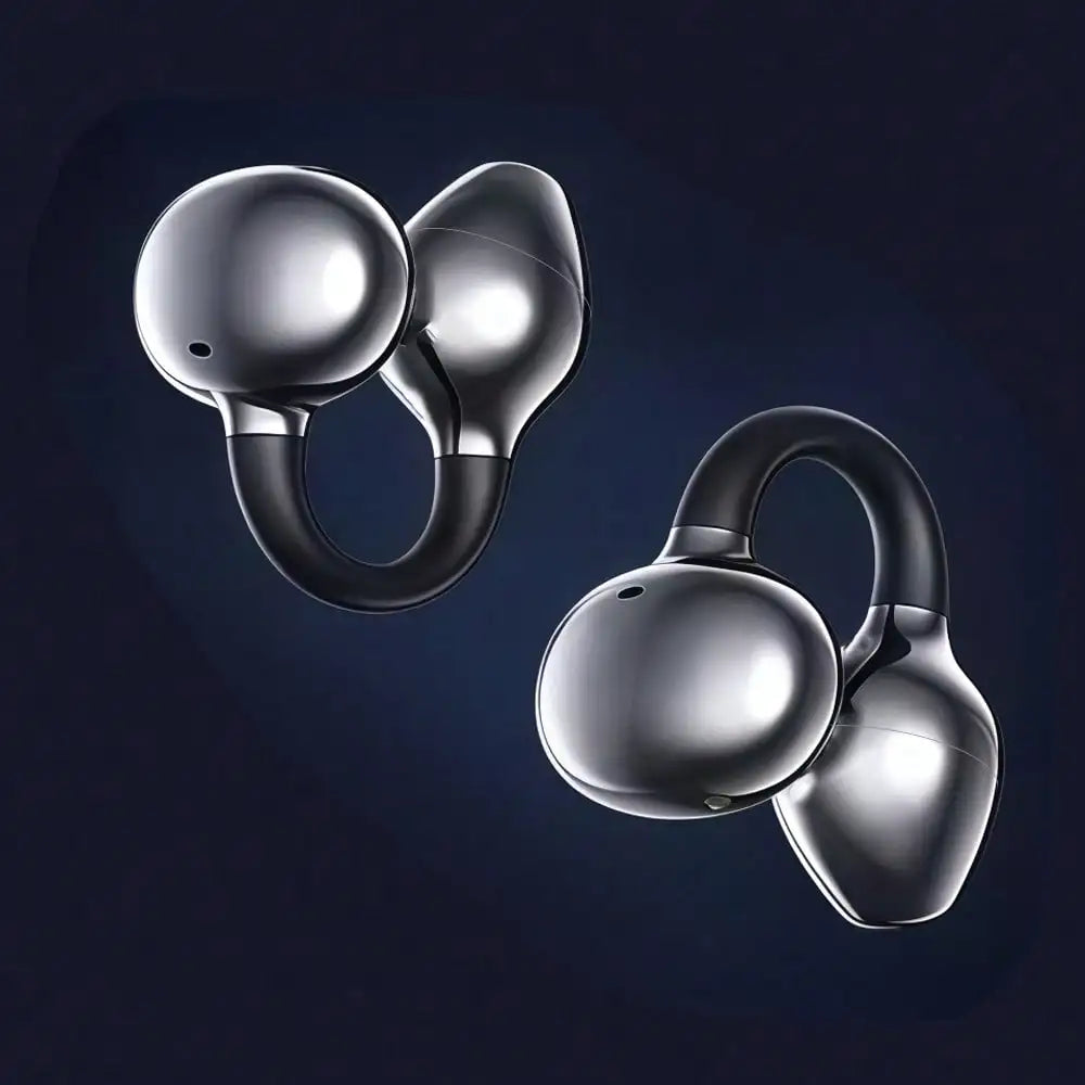 Open Ear Bluetooth Headset Clip On Wireless Earphones with Mic, Open Ear Bluetooth Headset Sports Earbuds, Bluetooth 5.3 Cycling Headphones with ANC Waterproof Design