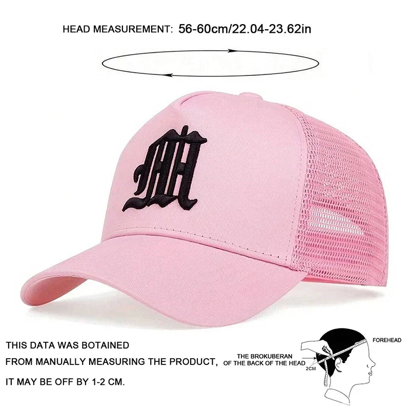 Unisex M Letter Embroidery Baseball Net Caps Hip Hop Cap Spring Summer Outdoor Adjustable Casual Hats Sunscreen Hat