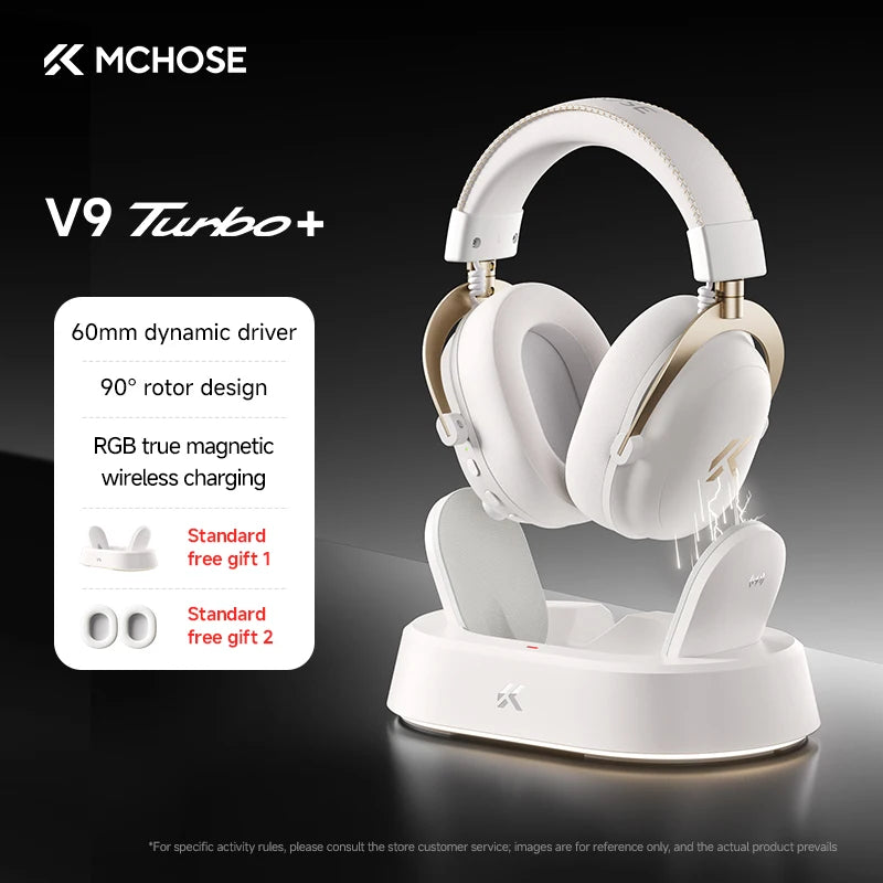 MCHOSE V9 Turbo Wireless Gaming Headset 7.1 Surround Sound RGB Esports Headphones with 60mm Drivers, Noise Cancelling Mic & Charging Base