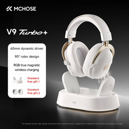 MCHOSE V9 Turbo Wireless Gaming Headset 7.1 Surround Sound RGB Esports Headphones with 60mm Drivers, Noise Cancelling Mic & Charging Base