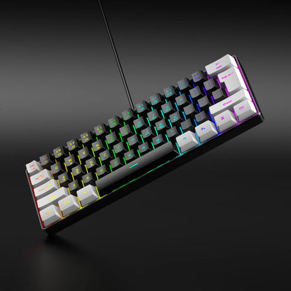 USB Wired RGB Gaming Keyboard 61 Keys White Black Compact Mini Office Keyboard and Mouse for PC Desktop Computer Gamer Keypad