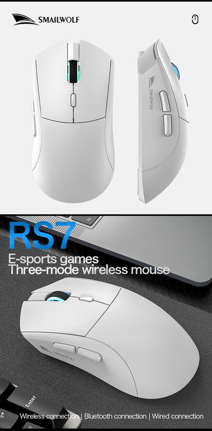 SMAILWOLF RS7 Bluetooth Wireless Gaming Mouse, PAW3311 Sensor, 20000 DPI Rechargeable Gaming Mouse with Macro Driver for PC, Laptop & Office