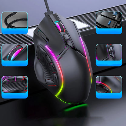 Ενσύρματο RGB Gaming Mouse 12800DPI με 12 Πλήκτρα, Ορισμό Macro, Ανταλλακτικά Αξεσουάρ Υπολογιστή, Φωτοηλεκτρική Λειτουργία