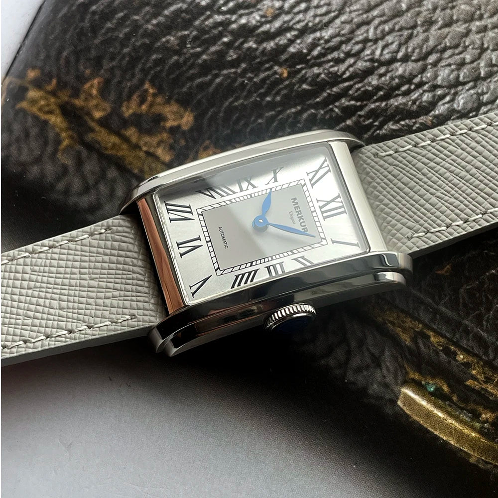 New MERKUR NH05 Rectangle Retro Casual Watch for Men Business Series Automatic Chorded Watch Relogio Sapphire White Watch