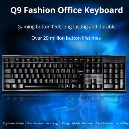 Q9 Wired USB Keyboard 104-Key Business Office Keyboard for Desktop & Laptop, Full-Size Wired USB Keyboard for Home, Office & Windows/Mac