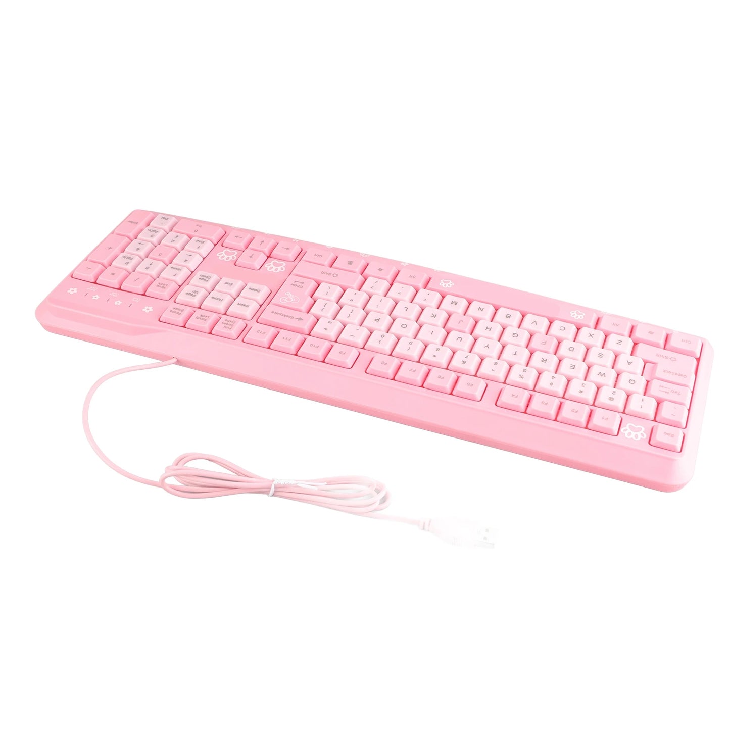 104 Keys USB Wired Keyboard Ultra Thin Cute Cartoon Ergonomic Computer Keyboard Plug and Play for Home PC Laptops