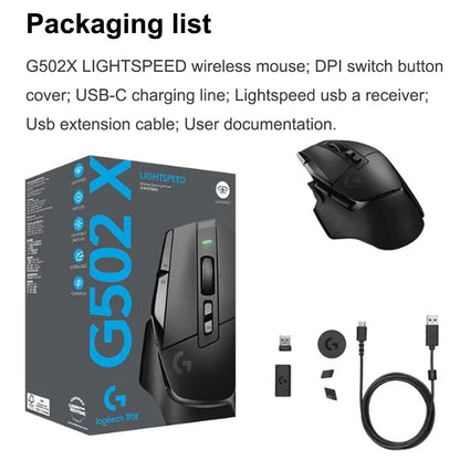 Logitech G502 X LIGHTSPEED Gaming Mouse Wireless, HERO 25K Sensor, LIGHTFORCE Hybrid Optical-Mechanical Switches, RGB Gaming Mouse for PC