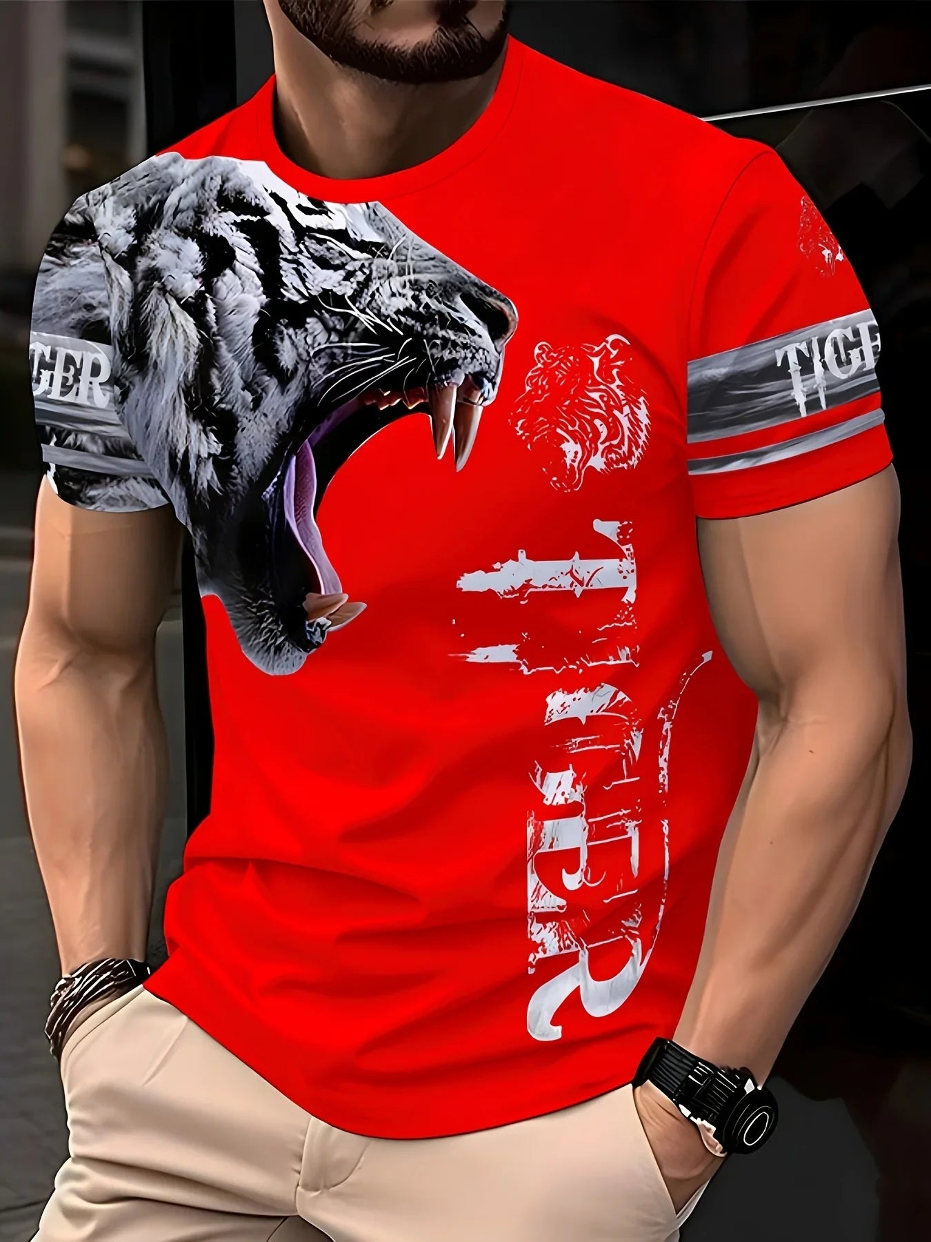 Fashion Men's 3D Eagle Print T-Shirt Black Gold Eagle Graphic Tee Breathable Crew Neck Streetwear Short Sleeve Top for Men