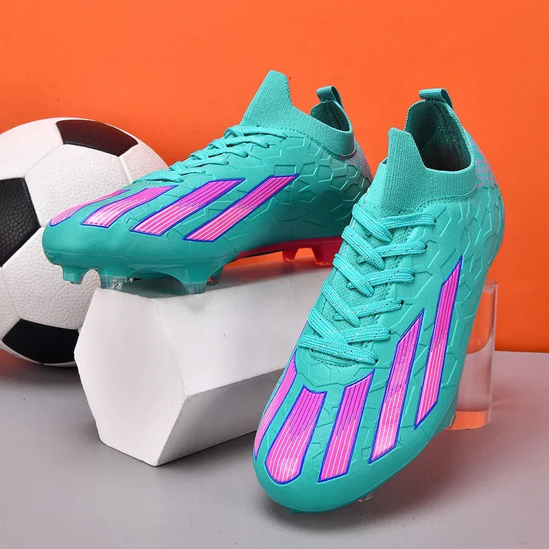 Scarpe da calcio professionali da uomo alla caviglia per erba, unisex, con tacchetti lunghi FG, scarpe da calcio Chuteira Society
