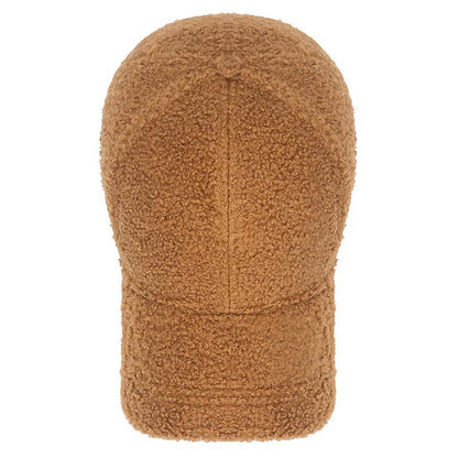 Winter Lamb Wool Solid Color Plain Baseball Cap - Warm Teddy Fleece, Face-Flattering, Structured Crown