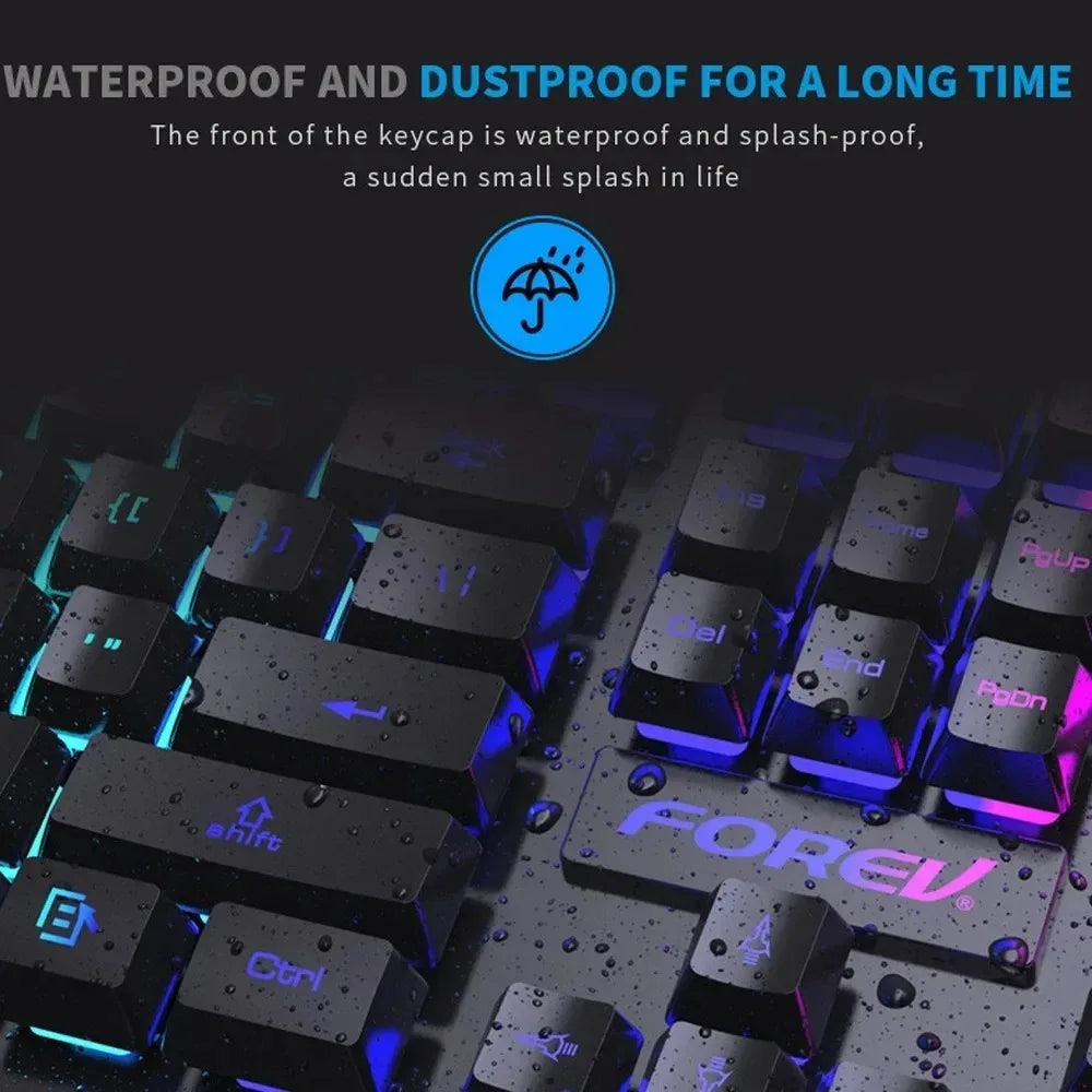 Kebidumei 104 key Backlit Mechanical Keyboard Wired Gaming Keyboard Luminous keyboard And Mouse Set for Gamer PC Laptop Office