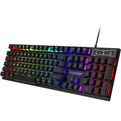 Kebidumei 104 key Backlit Mechanical Keyboard Wired Gaming Keyboard Luminous keyboard And Mouse Set for Gamer PC Laptop Office