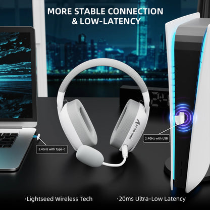 Auriculares gaming ATTACK SHARK L80PRO 3 en 1 – Auriculares Bluetooth inalámbricos de baja latencia con doble micrófono, sonido Hi-Fi de 40mm y conexión estable