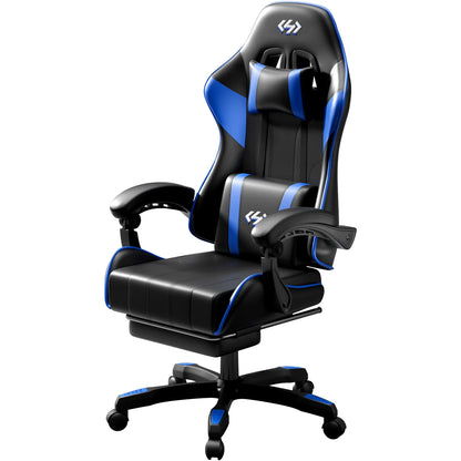 Ergonomic Gaming Chair with Footrest and Headrest, Adjustable Computer Office Chair with Reclining Backrest, Comfortable Desk Chair for Adults
