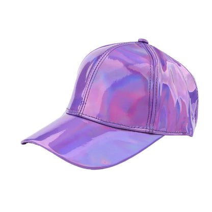 Unisex PU Rainbow Color Changing Baseball Hat Fashion Adult Laser Hip Hop Cap Outdoor Casual Snapback Shiny Party Dressing Hat