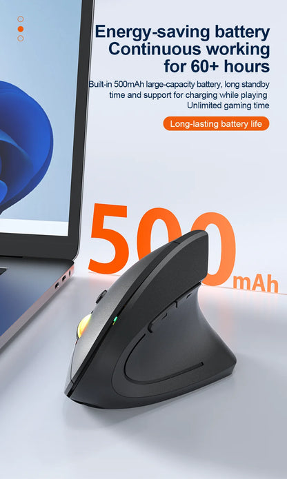 NexusClick Bluetooth Wireless Vertical Mouse, Rechargeable Ergonomic Mouse with 2.4G & Bluetooth, 1600 DPI Adjustable Silent Wireless Mouse for Laptop & PC