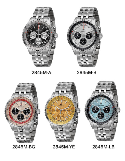 Męski zegarek chronograf BERNY – wielofunkcyjny zegarek kwarcowy w stylu lotniczym, wyposażony w datownik, szafirowe szkło i doskonałą luminescencję – luksusowy męski zegarek na rękę