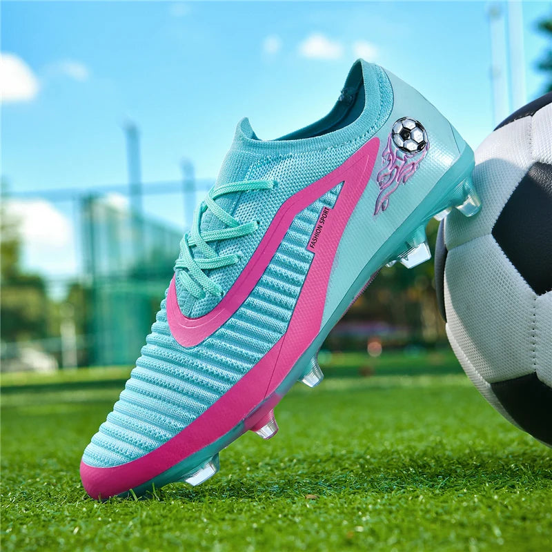 Męskie buty piłkarskie, sportowe buty do piłki nożnej, buty z kolcami do użytku na świeżym powietrzu, dla dorosłych, antypoślizgowe, dla chłopców, z długimi kolcami, treningowe, oddychające, meczowe, wygodne