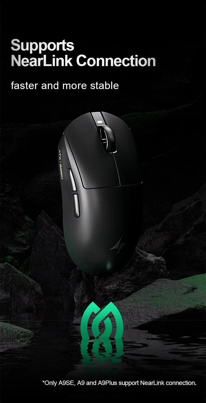 ATK Dragonfly A9 Wireless Gaming Mouse NearLink Tri-Mode Dual 8K Ultra-Lightweight Ergonomic Esports Mouse