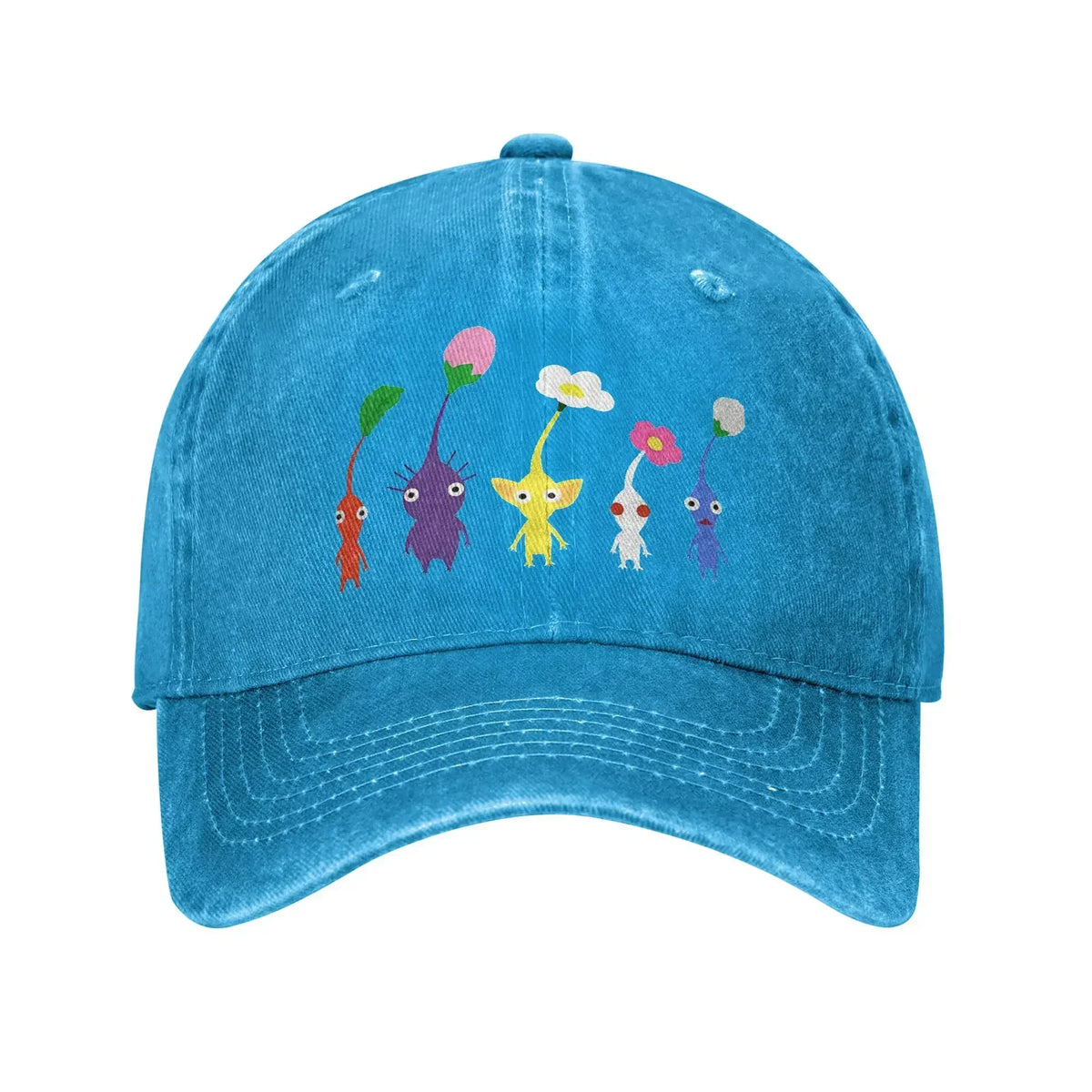 Sød Pikmin-mønstret kasket til mænd og kvinder i bomuld med anime- og tegneseriemotiv – Trucker-kasket til fritid og baseballkasket med justerbar størrelse