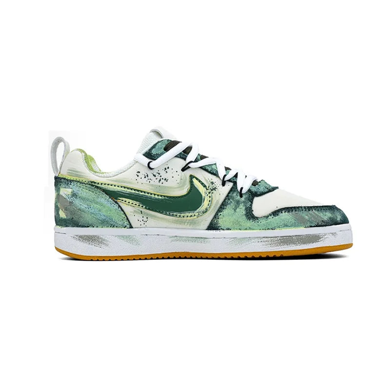 Spersonalizowane trampki Nike Court Borough PRM „Party Star” – spersonalizowane, dekonstruowane buty skateboardowe z niską cholewką i motywem graffiti dla mężczyzn