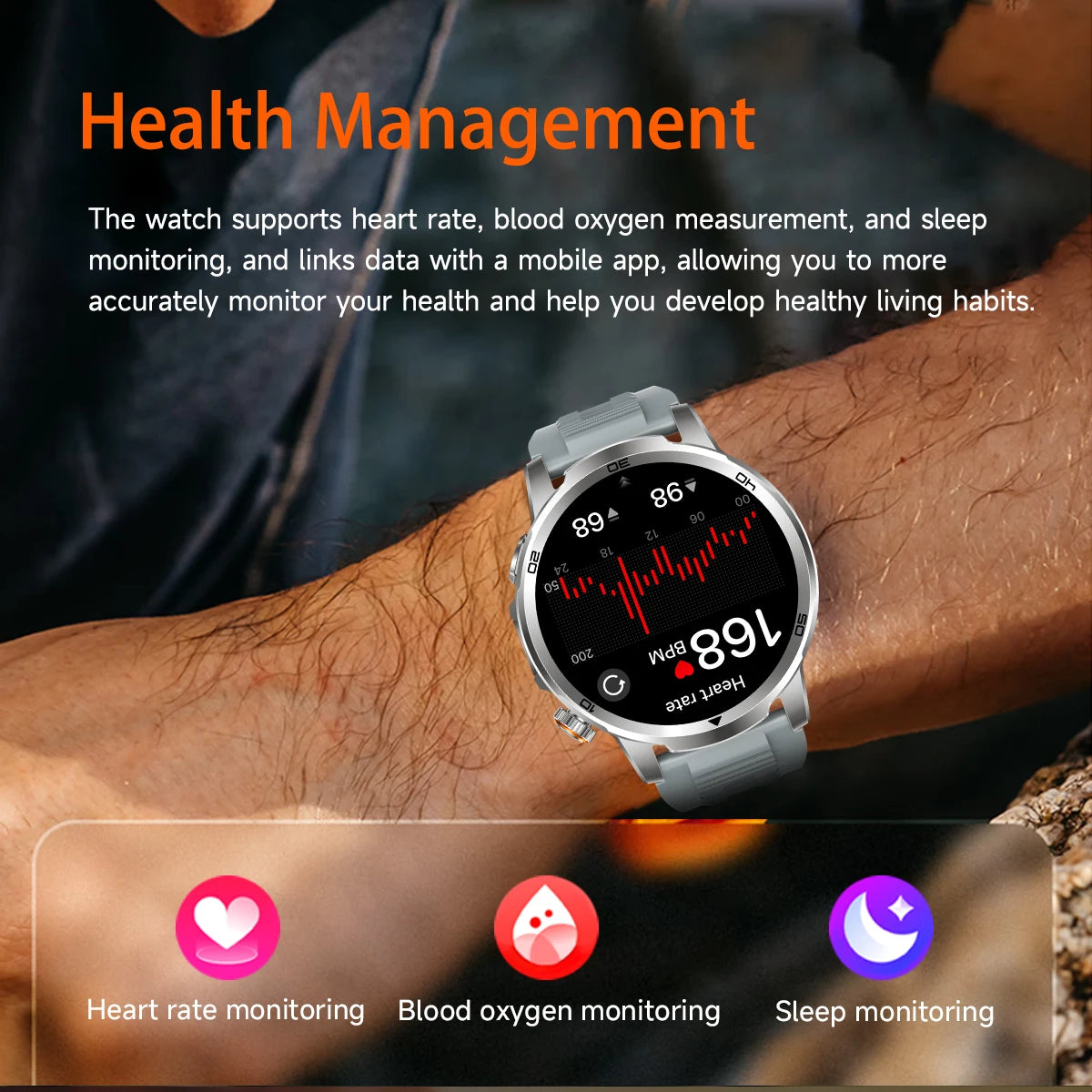 2026 New Military Outdoor Smart Watch 1.85‘’ AMOLED 1000mAh Large Battery 5ATM Waterproof Voice Call Sports Men Fitness Bracel