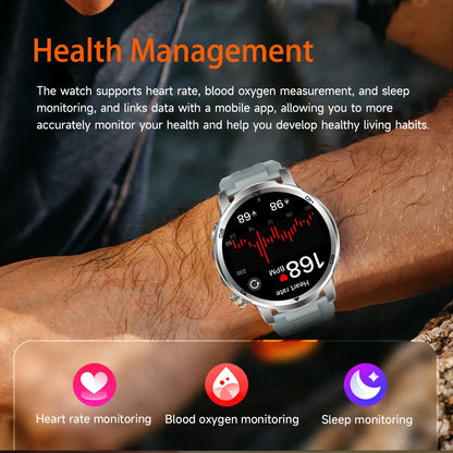 2026 New Military Outdoor Smart Watch 1.85‘’ AMOLED 1000mAh Large Battery 5ATM Waterproof Voice Call Sports Men Fitness Bracel