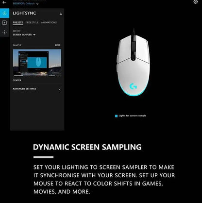 Logitech G203 LIGHTSYNC Wired Gaming Mouse 8000 DPI RGB Sensor, 6 Buttons Mechanical Tensioning USB Mouse for Gaming & Office