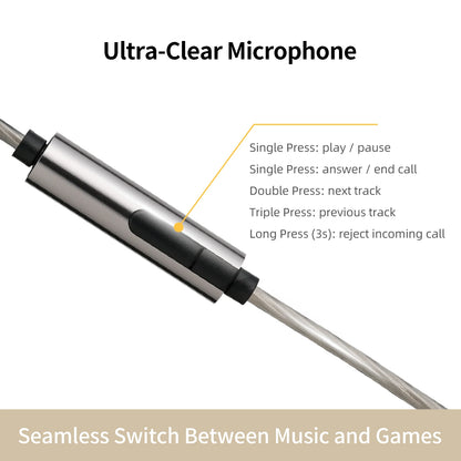 SIVGA SM100 10mm Dual-Chamber Dynamic Driver In-Ear Wired Earphones 0.78 mm 2-Pin Detachable Cable with Mic for Music/Gaming