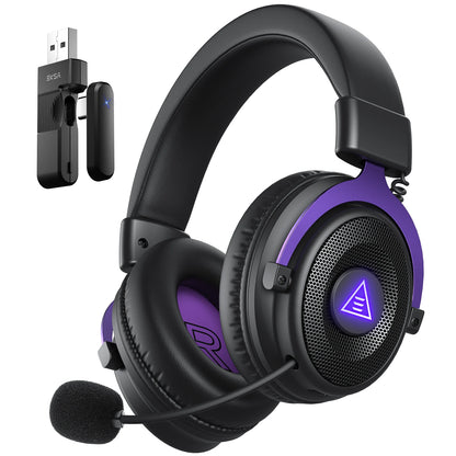 OneOdio EKSA E900 WT Wireless Gaming Headset Tri-Mode Bluetooth 5.3, 2.4GHz RGB Gaming Headset with Noise Cancelling Mic, 80H Battery for PC, PS5, PS4