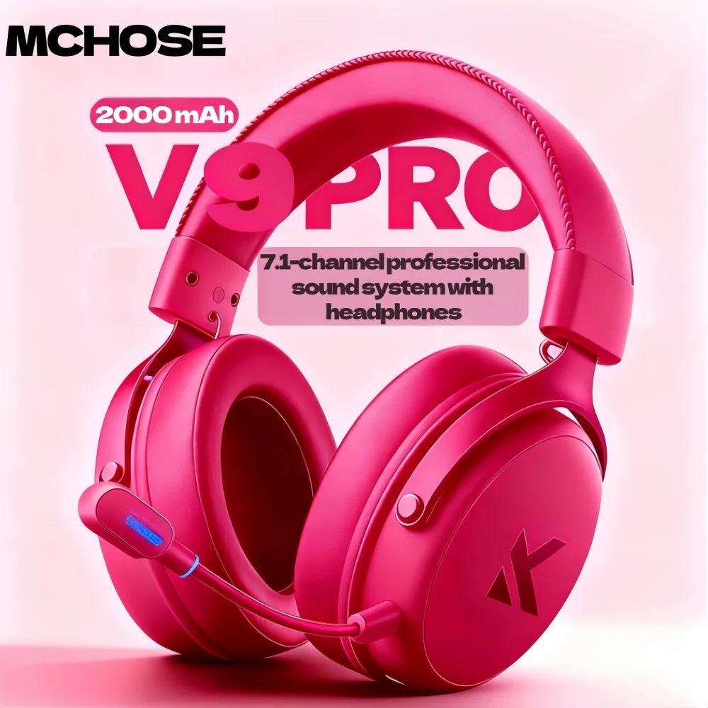 MCHOSE V9 Pro Gaming Wireless Headset7.1 Surround Sound Headphones Noise Canceling Mic Low Latency Lightweight for PS5 PC SWITCH