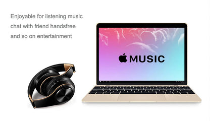 CATASSU Gold Bluetooth Wireless Headphones with Microphone, Stereo Headset, Bluetooth 5.3 Earphones, 40mm HiFi Sound, Foldable Headphones for Android & iOS