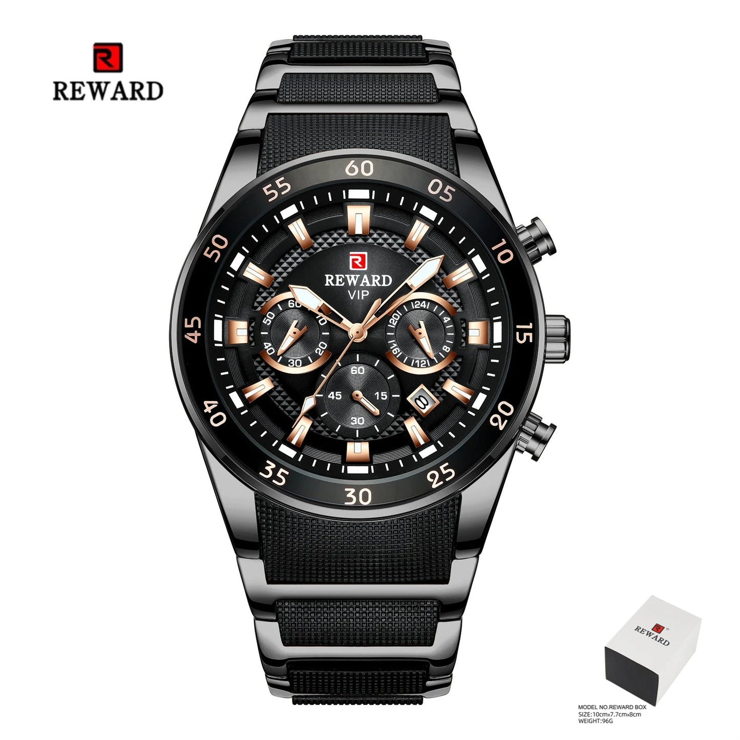 REWARD Men's Watches 81011M Sports Silicone Quartz Men's Watch Waterproof Calendar Chronograph Luminous Watches Men